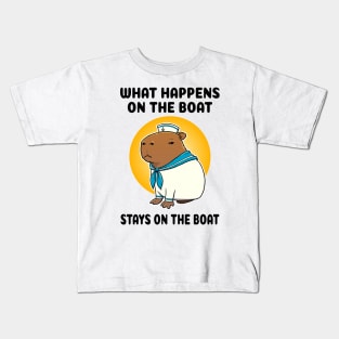 What happens on the boat stays on the boat Capybara Sailor Kids T-Shirt